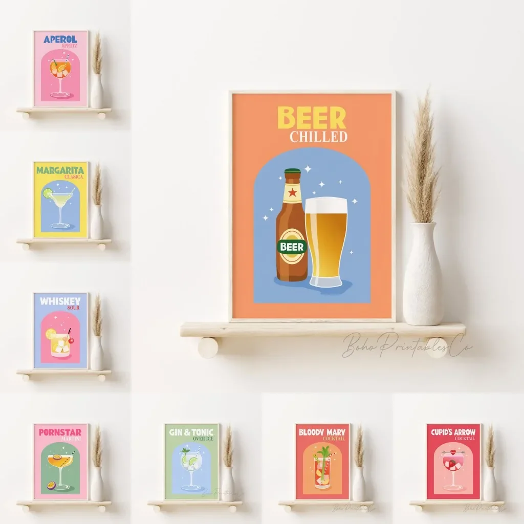 Wine Beer Europe - Multicoloured Wine Cocktail Beer Canvas Painting