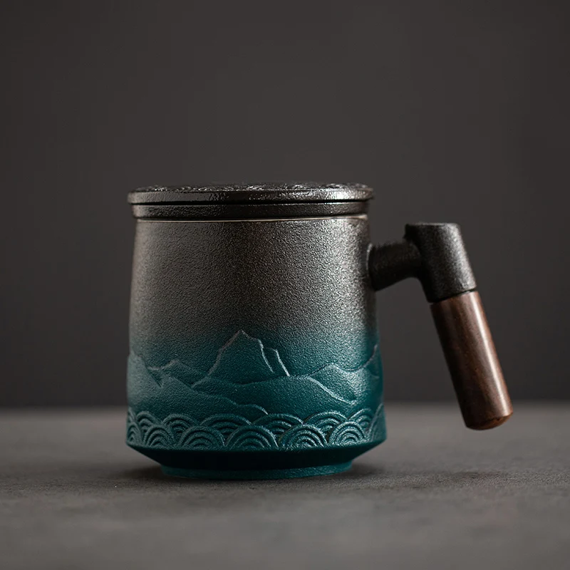 Wine Bottle Size - Ceramic Strainer Tea Cup Mug with