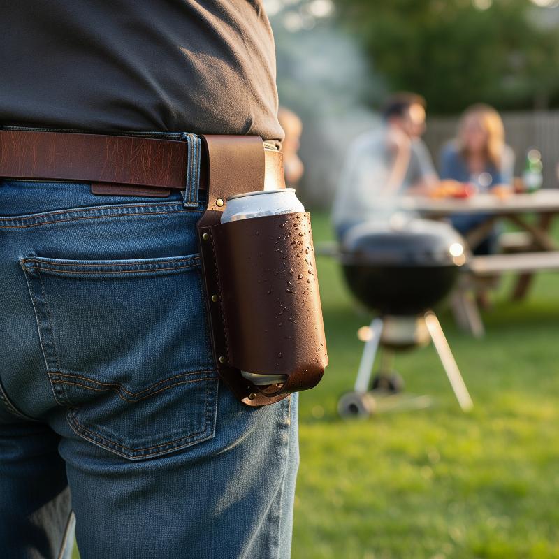 Wine Beer Holder - 1Pcs Premium Leather Beer Bottle Can