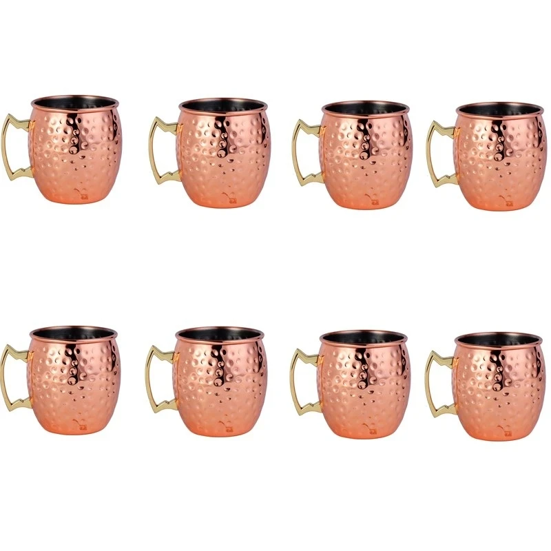 Wine Beer Europe - 8pcs Hammered Moscow Mule Copper Mugs