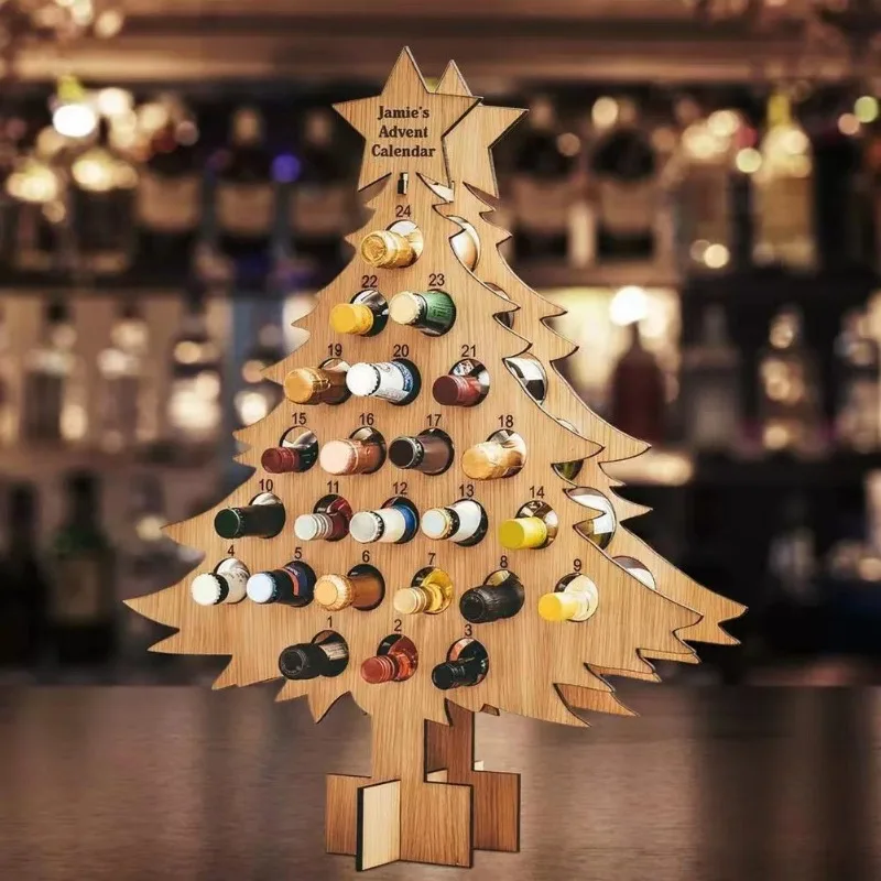 Wine Beer Holder - Christmas Tree Wooden Wine Rack Craft