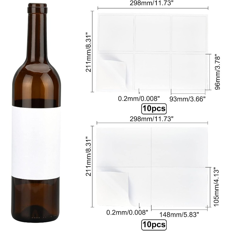 20 Sheets/100pcs Blank Wine La - огляд і ціна Wine Bottle Size