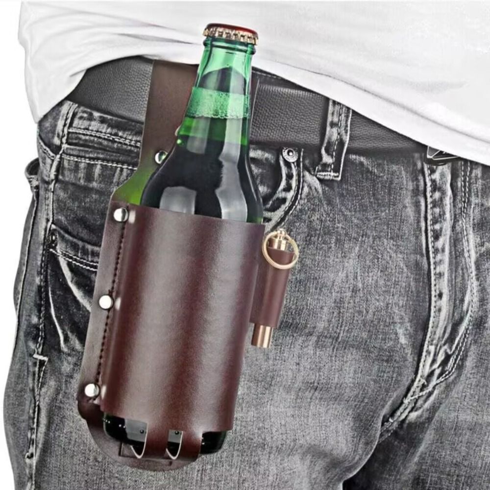 PU Leather Beer Bottle Waist H - огляд і ціна Wine Beer Holder