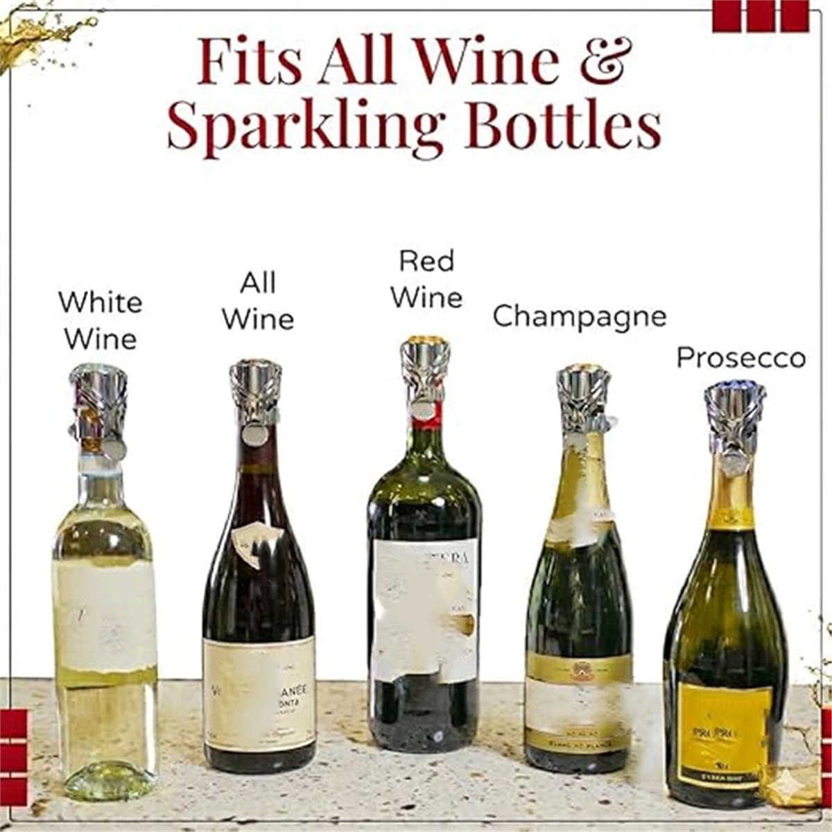 (A02R] 2Pcs Wine Stopper & Cha - огляд і ціна Wine & Beer Unlimited Spirits